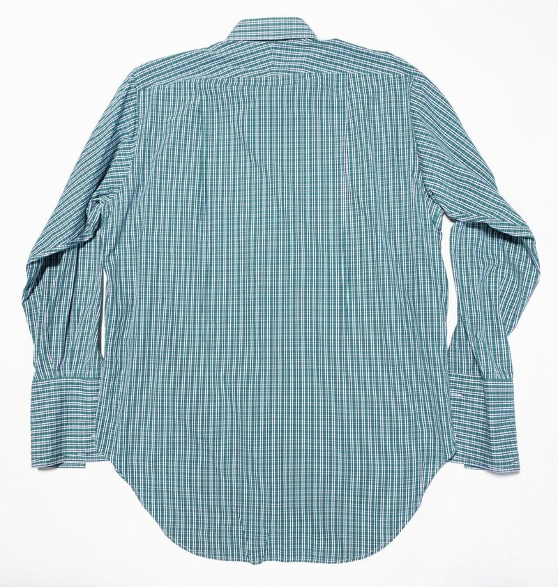 T.M. Lewin Shirt 16.5 Men's French Cuff Long Sleeve French Blue Plaid Spread