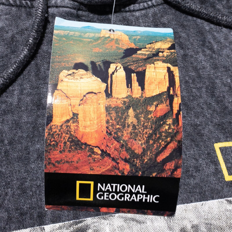 National Geographic Hoodie Mens Small Utah Arches Park Sweatshirt Gray Acid Wash