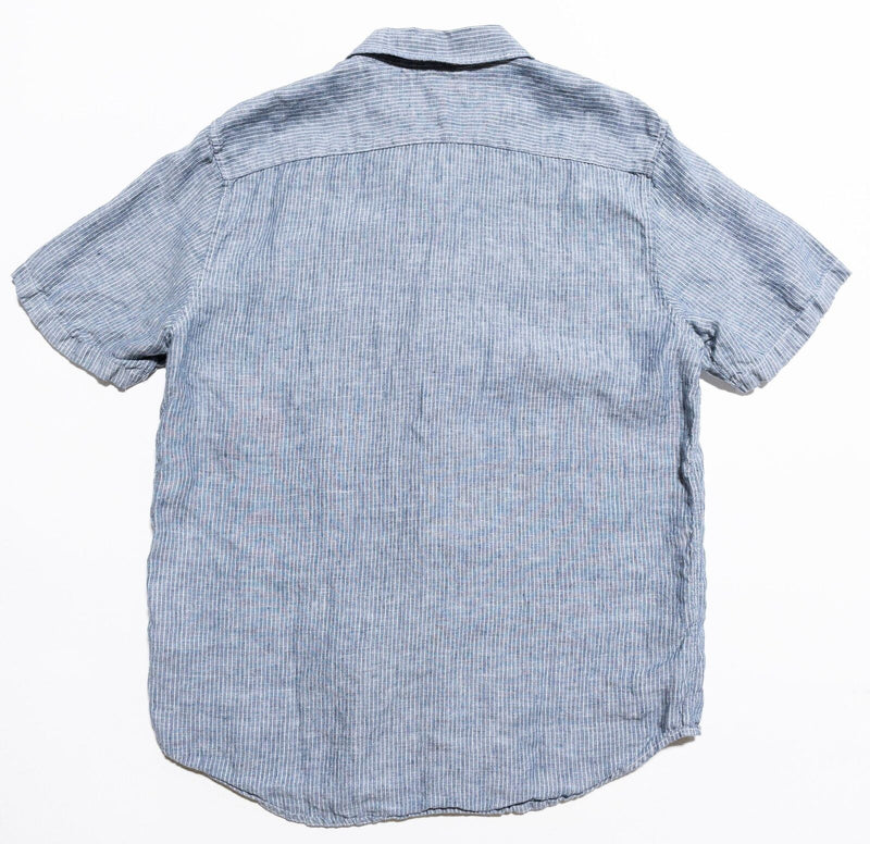 Everlane Linen Shirt Men's Medium Button-Down Blue Striped Woven Short Sleeve