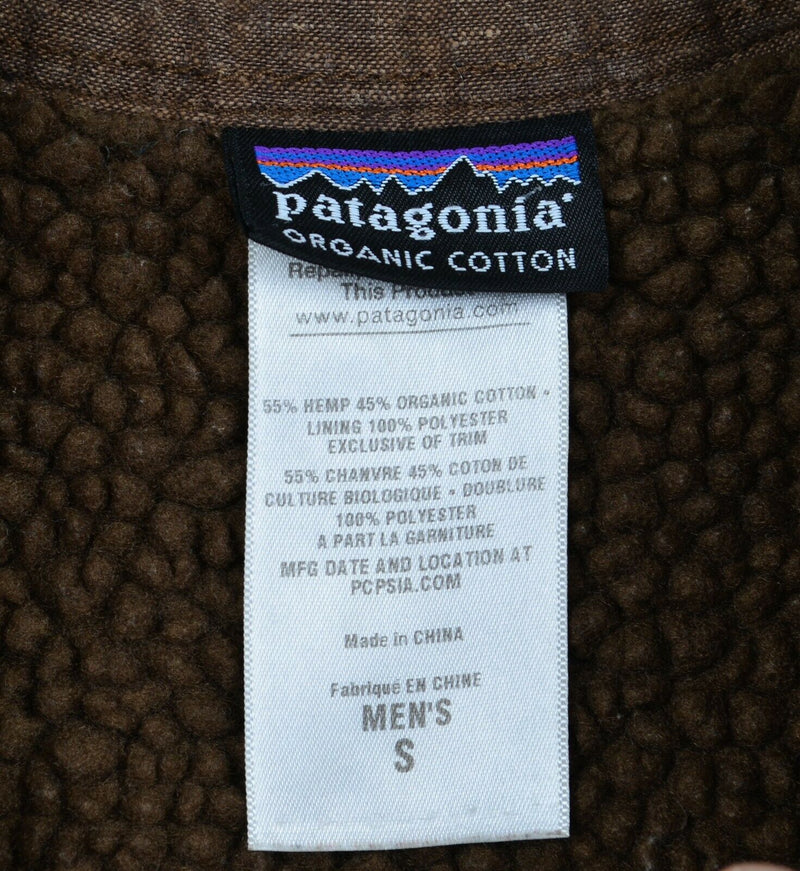 Patagonia Men's Small Hemp Blend Sherpa Lined Brown Cormac Shirt Jacket