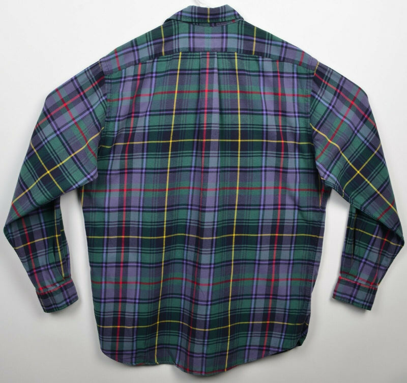 Polo Ralph Lauren Men's Medium Benford Green Purple Colorful Plaid Flannel Shirt