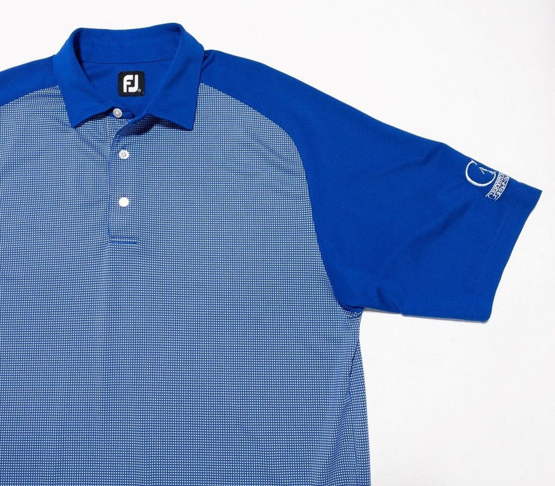 FootJoy XXL Golf Shirt Mens Polo Blue Two-Tone Polka Dot Wicking Performance 2XL