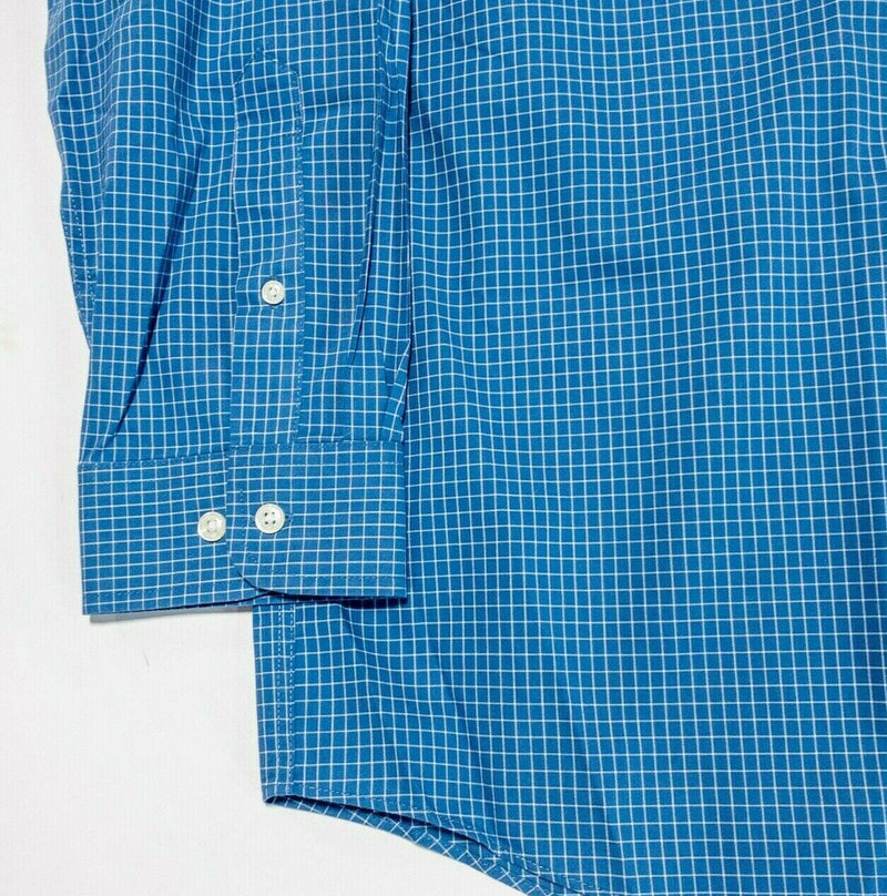 L.L. Bean Men's XLT (XL Tall) Wrinkle-Free Check Button-Down Shirt Bottle Blue