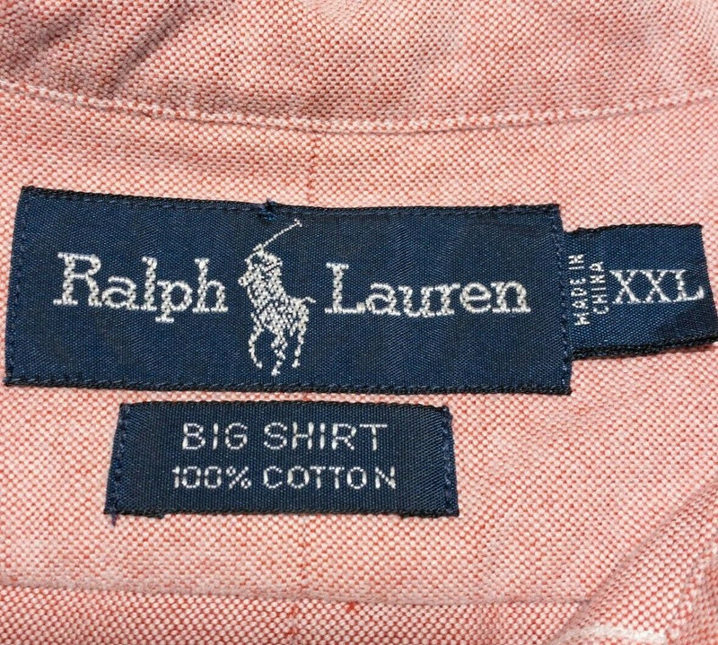 Polo Ralph Lauren Big Shirt 2XL Men's Pink Red Chambray Button-Down Long Sleeve