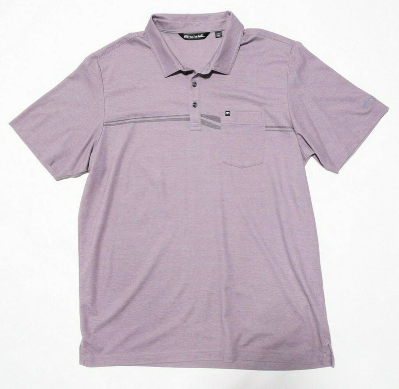 Travis Mathew Golf Polo 2XL Men's Purple Striped Pocket Pima Cotton Blend