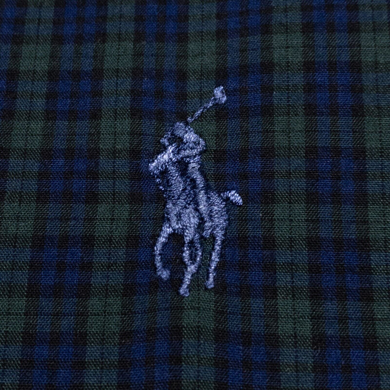 Polo Ralph Lauren Shirt Men's 2XL Long Sleeve Blue Green Plaid Vintage 90s Blake