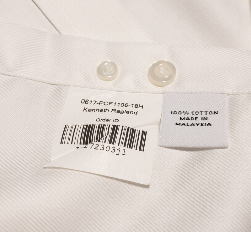 Proper Cloth Men's Dress Shirt Neck 18.5 Long Sleeve Solid White Formal Business