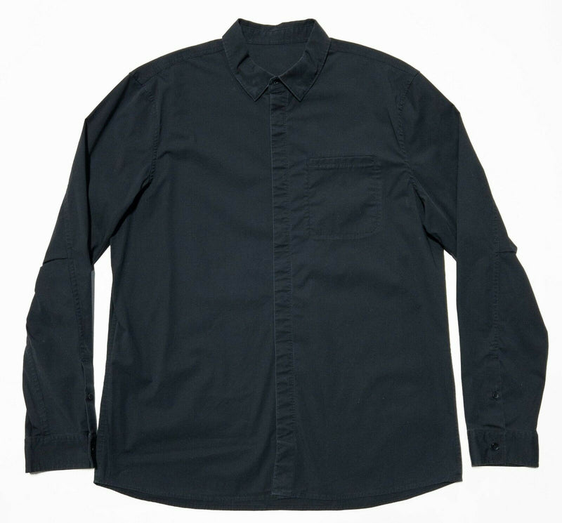 Lululemon Men's Shirt XL/2XL Button-Front Black Athleisure Stretch Pocket Casual