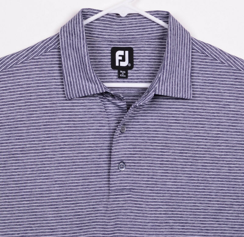 FootJoy Men's Sz XL Heather Gray Striped Golf Polo Shirt