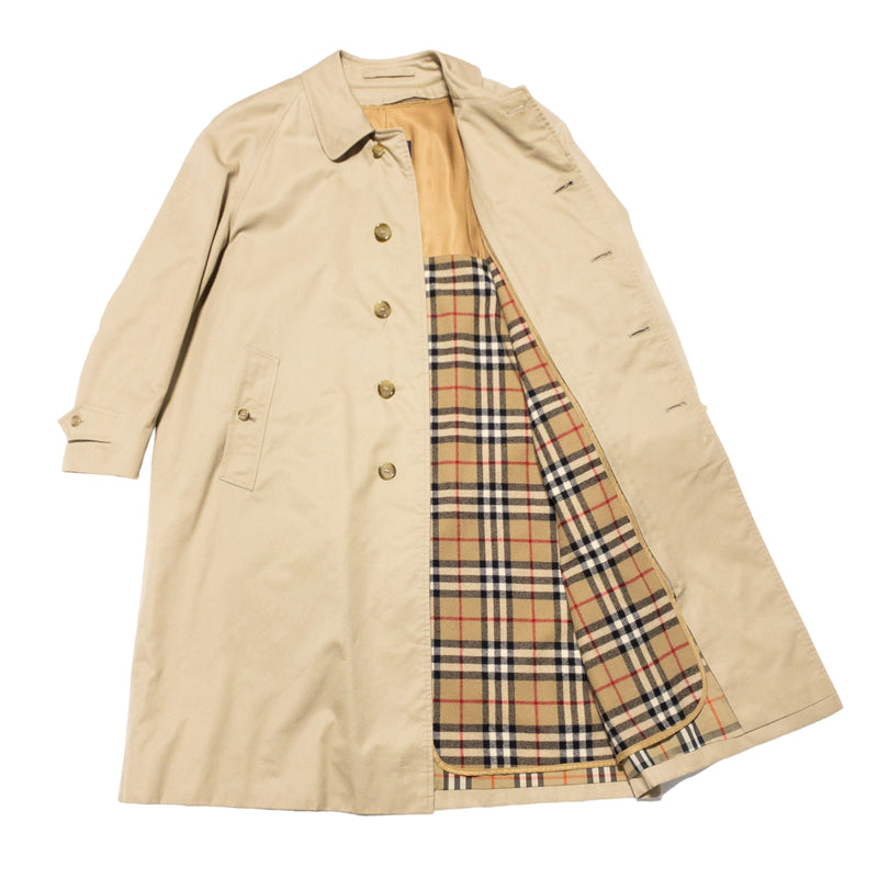 Burberry Trench Coat Vintage 80s Men's 42 Short Wool Nova Check Lining Gabardine
