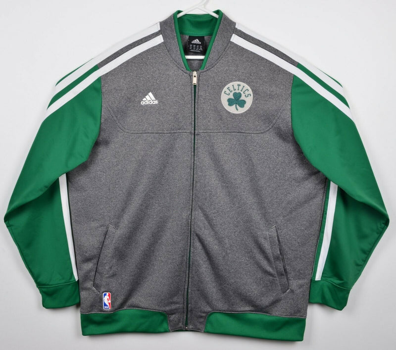 Boston Celtics Men's 2XL Adidas Heather Gray Green NBA Full Zip Track Jacket