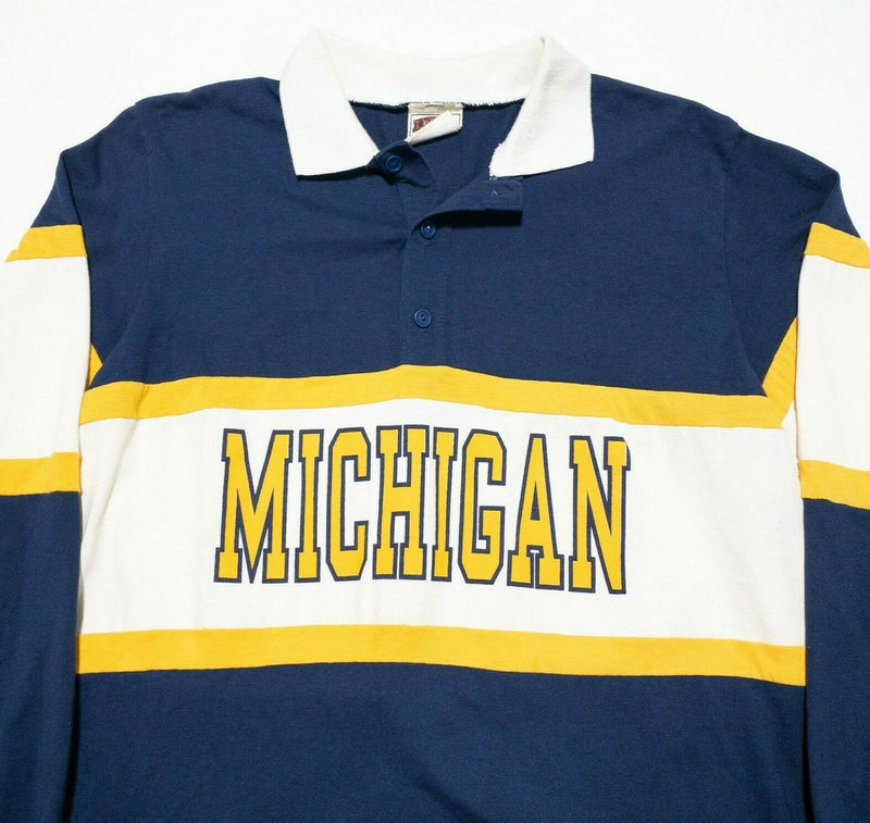 Michigan Wolverines Nutmeg Mills Vintage 90s Rugby Shirt Striped Men's XL