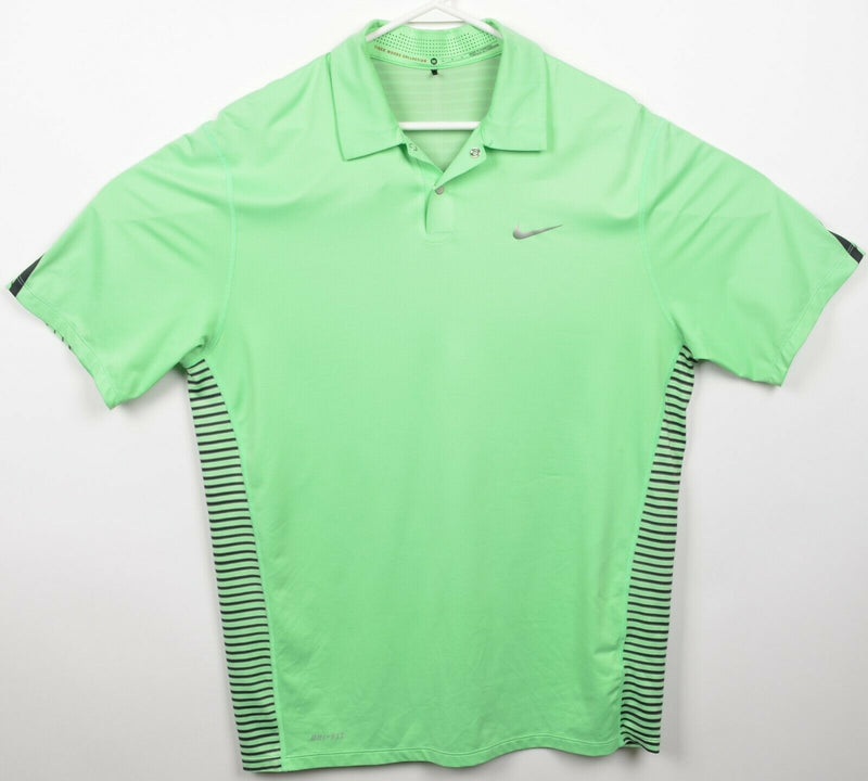 Nike Golf Tiger Woods Collection Men's Medium Snap Vented Green Golf Polo Shirt