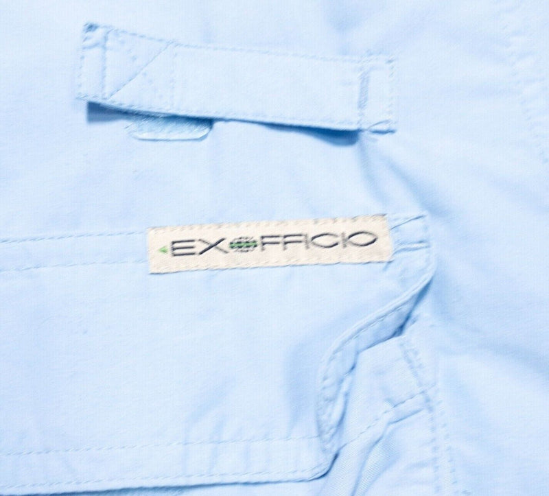 ExOfficio Fishing Shirt Large Men's Long Sleeve Vented Light Blue Travel Outdoor