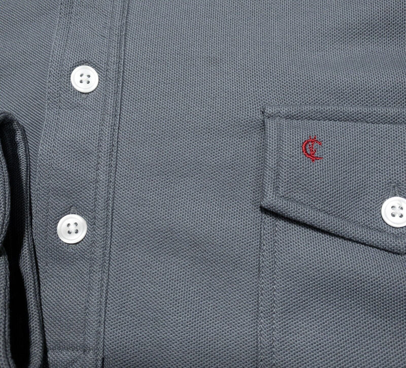 Criquet Long Sleeve Polo 2XL Men's Shirt Solid Gray Pocket Logo Golf Casual
