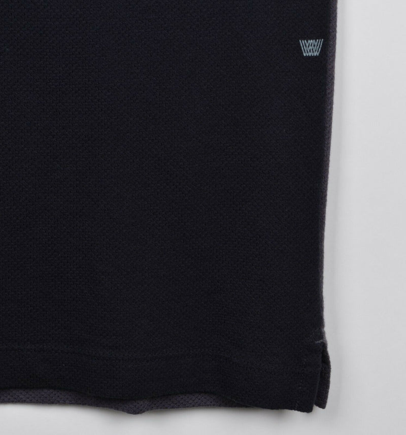 Mack Weldon Men's Large Gray Black Combed Cotton Modal Blend Polo Shirt