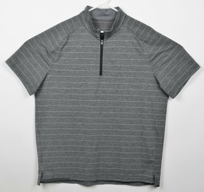 Lululemon Men's 2XL? Switchback 1/4 Zip Heather Gray Striped Activewear Top