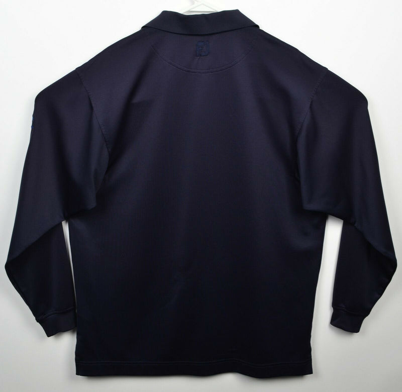 FootJoy Men's Large Solid Navy Blue FJ Golf Wicking Long Sleeve Polo Shirt