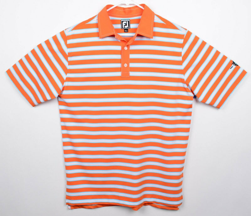 FootJoy Men's Sz Large Athletic Fit Orange Blue Striped FJ Golf Polo Shirt Sheep