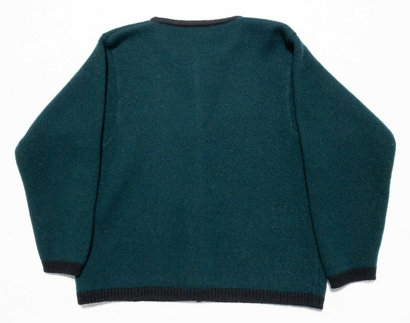 Blarney Women's Medium Wool Green Black Irish Toggle Cardigan Sweater