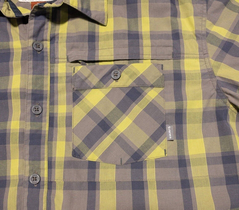 Simms Fishing Shirt XL  Men's Cotton Polyester Blend Gray Green Plaid Outdoor