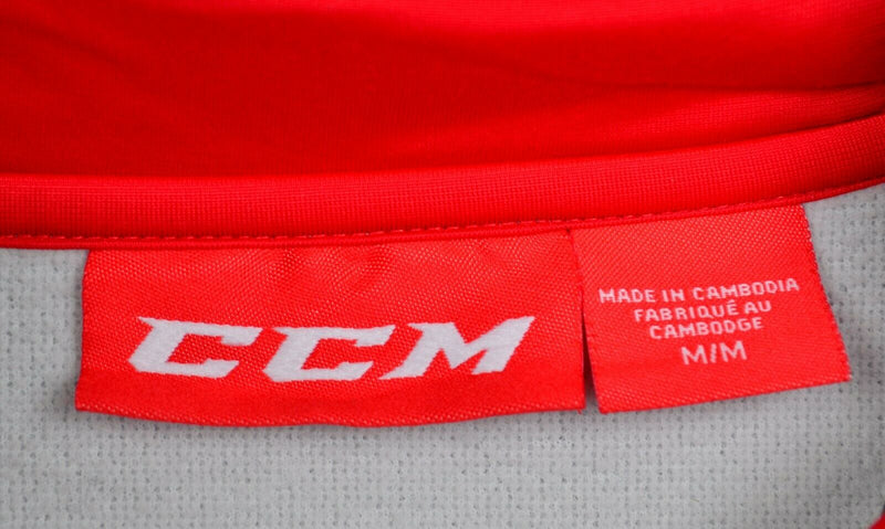CCM Hockey Men's Sz Medium Gray Red Full Zip Hooded Sweatshirt Jacket