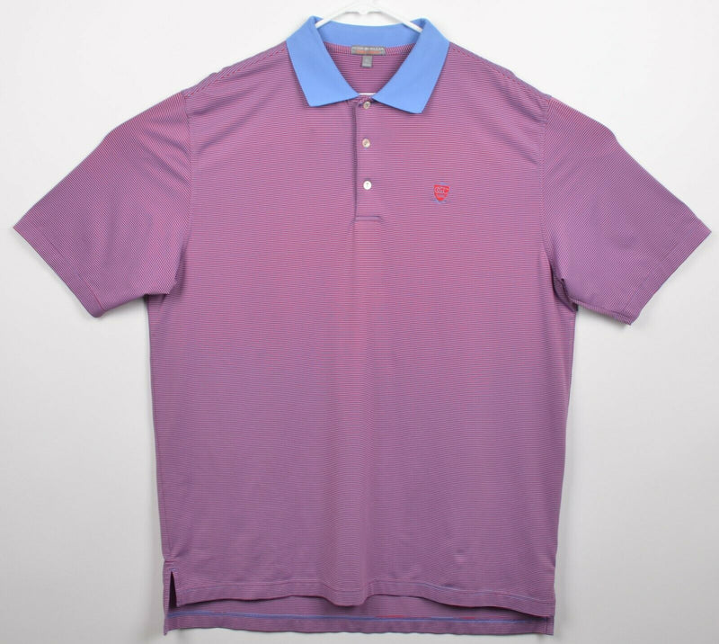 Peter Millar Men's Sz XL Summer Comfort Red Blue Micro-Stripe Golf Polo Shirt