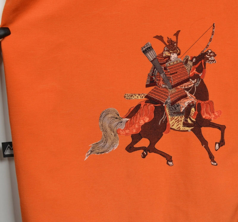 First Down Southern Rim Men's XL Samurai Orange Polyester Y2K Chinese Camp Shirt