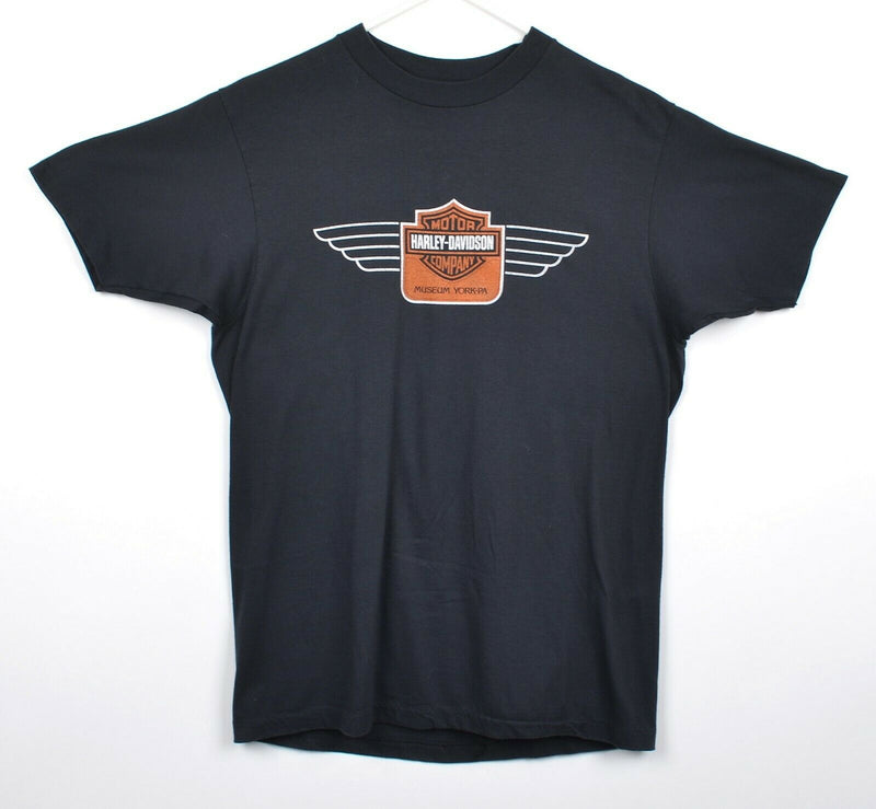 Vtg 80s Harley-Davidson Men's Sz Large Museum York, PA 50/50 Paper Thin Shirt