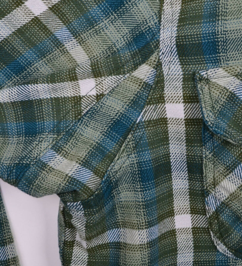 Duluth Trading Co. Men's Sz 2XL Tall Green Plaid Button-Front Long Sleeve Shirt