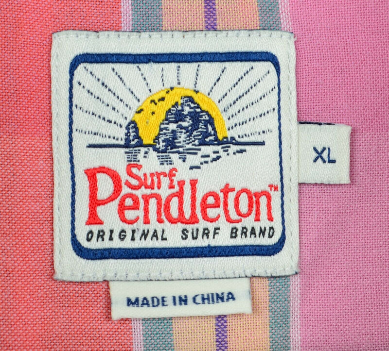 Surf Pendleton Men's XL Pink Plaid Indian Madras Short Sleeve Button-Down Shirt