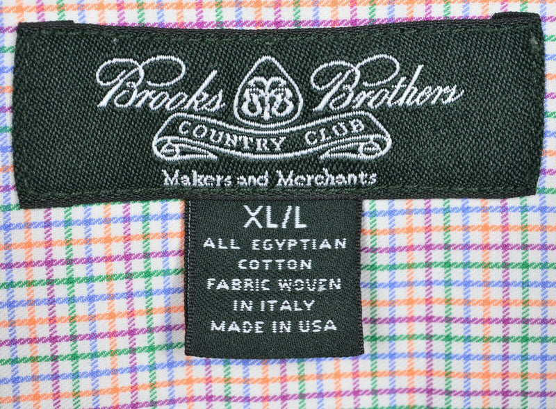 Brooks Brothers Country Club Men's XL Long Multi-Color Plaid Button-Down Shirt