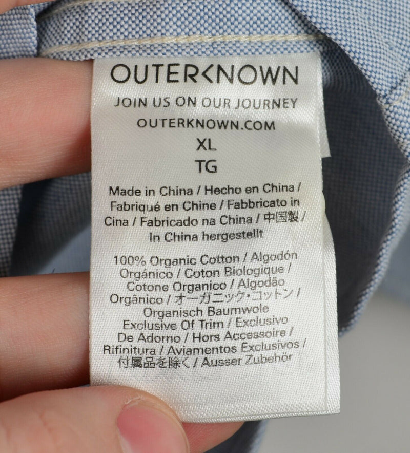 Outerknown Men's Sz XL Light Blue Embroidered Logo Button-Down Shirt