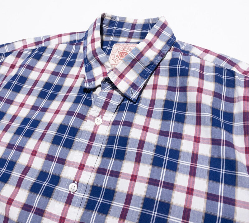 J. Press Shirt Men's XL Plaid Long Sleeve Button-Down Blue Red Trunk Club