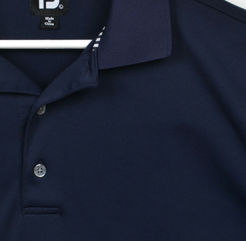 FootJoy Men's Large Solid Navy Blue FJ Golf Wicking Long Sleeve Polo Shirt