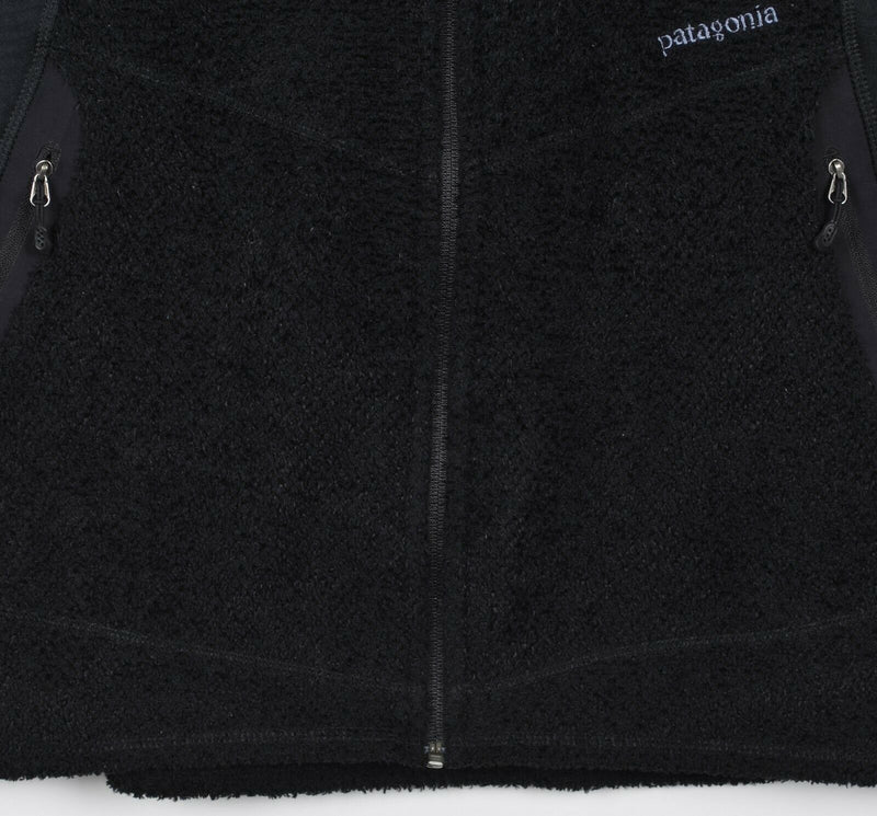 Patagonia Men's Large R2 Waffle Fuzzy Fleece Polartec Black Full Zip Vest
