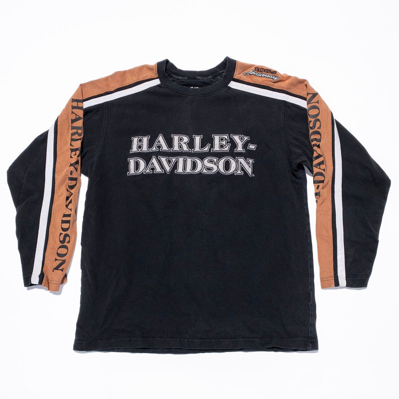 Harley-Davidson 105th Anniversary Sweatshirt Men's Large Wing Logo Black Orange