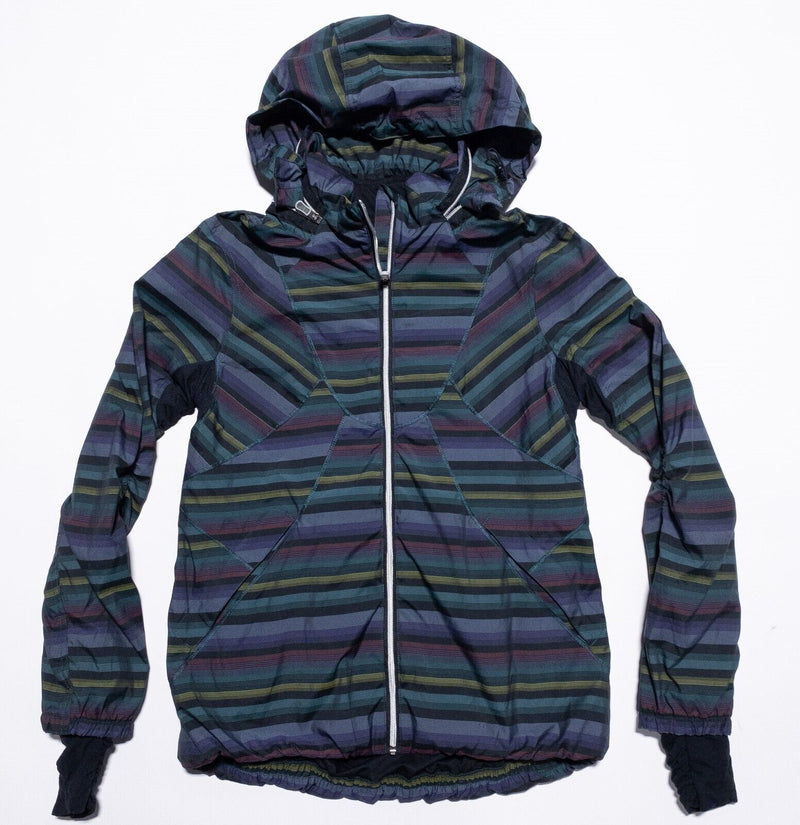 Lululemon Rainbow Jacket Women's Fits 6/8 Hooded Full Zip Colorful Stripe