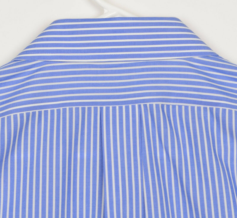 Brooks Brothers Men's 17-34 Slim Non-Iron Blue Striped Long Sleeve Dress Shirt