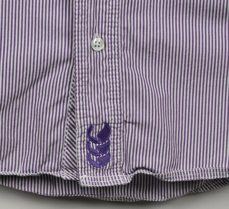 Canterbury New Zealand Men's Sz Large Purple Striped Button-Down Shirt