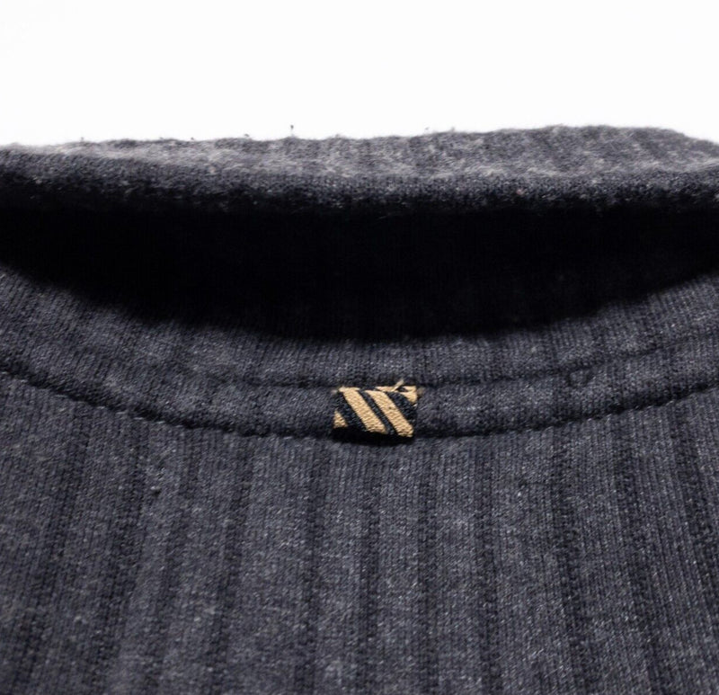 Billy Reid Sweater Men's Large Full Zip Sweatshirt Gray Knit Ribbed Mock Neck