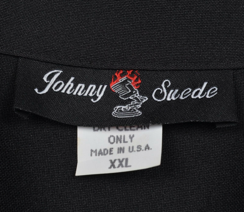 Vtg Johnny Suede Men's 2XL Flame Dice Polyester Gambling Rockabilly Camp Shirt