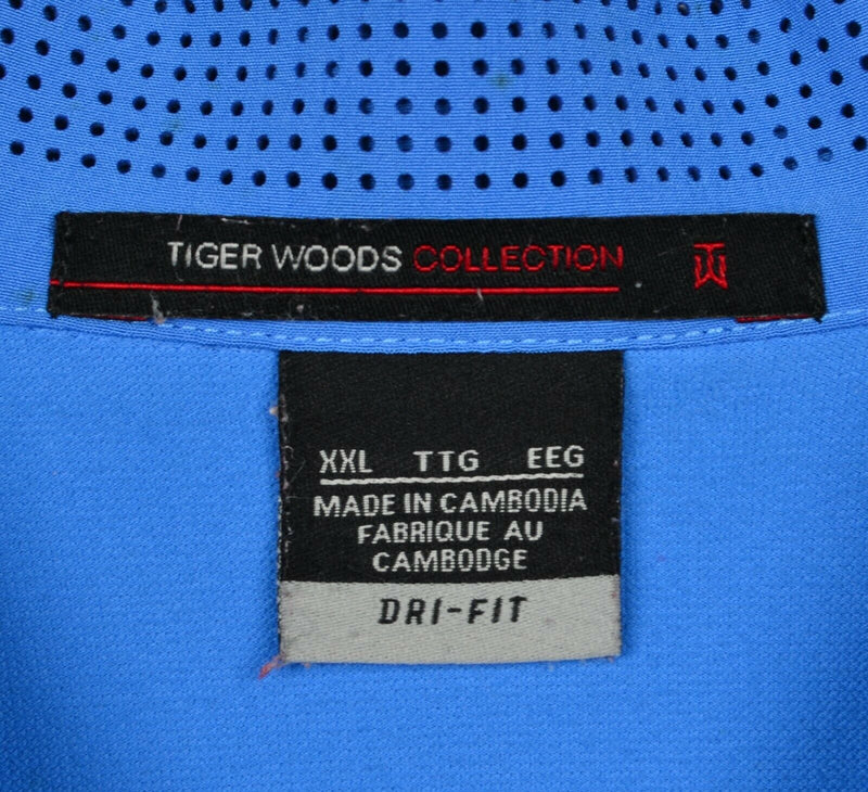 Tiger Woods Collection Men's 2XL Nike Metal Snap Button Blue Golf Polo Shirt