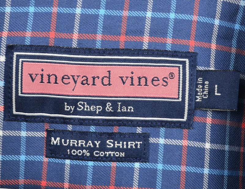 Vineyard Vines Men's Large Murray Blue Red Plaid Long Sleeve Button-Down Shirt
