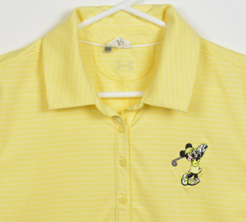 Disney Under Armour Women's Large Yellow Minnie Mouse Wicking Golf Polo Shirt