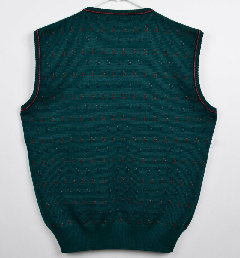 Vintage Abercrombie & Fitch Men's XL Merino Wool Green Geometric Sweater Vest