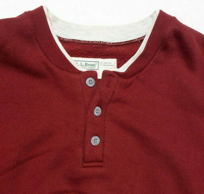 L.L. Bean by Russell Athletic Sweatshirt Men  Large Vintage 90s Henley Solid Red