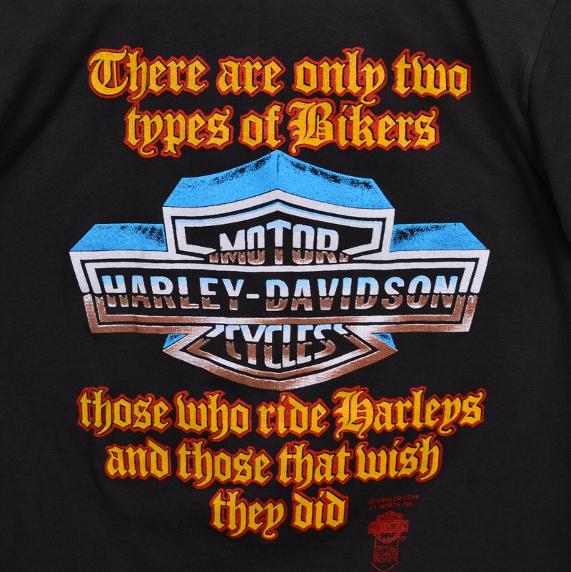 Vintage 80s 3D Emblem Mens Medium Harley-Davidson Two Types Of Bikers Thin Shirt