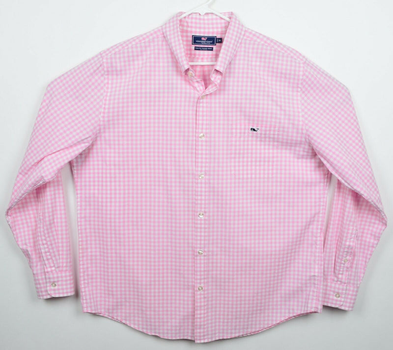Vineyard Vines Men's Sz XL Slim Fit Pink Gingham Check Plaid Tucker Shirt