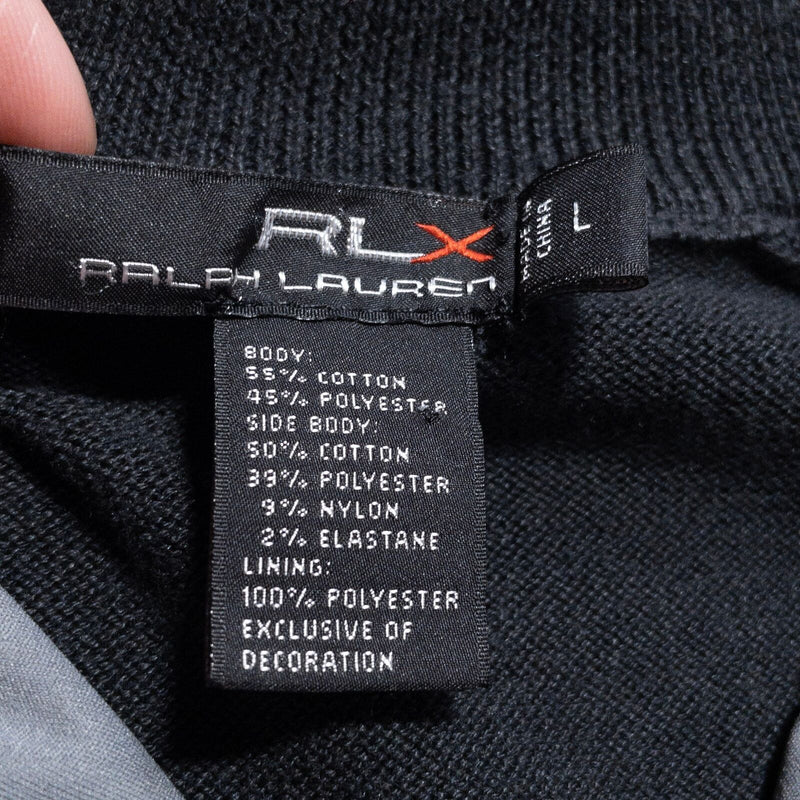 RLX Ralph Lauren Lined Sweater Men's Large Pullover Black Knit Golf 1/4 Zip